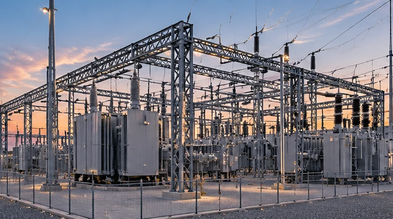 Architectural study of switchyard structures and electrical equipment